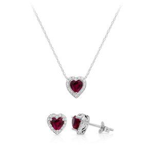Believe Sterling Silver Heart Ruby and Zirconia